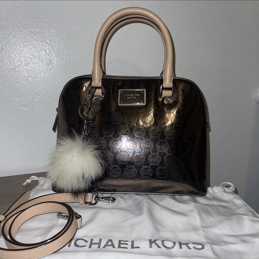 Michael Kors Metallic Brown Satchel with Cream Accents